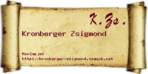 Kronberger Zsigmond névjegykártya